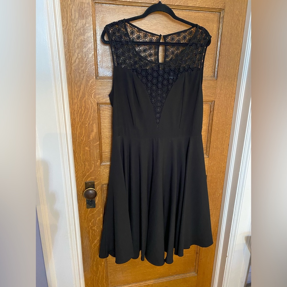 City Chic cocktail dress with sheer deep v and detailing